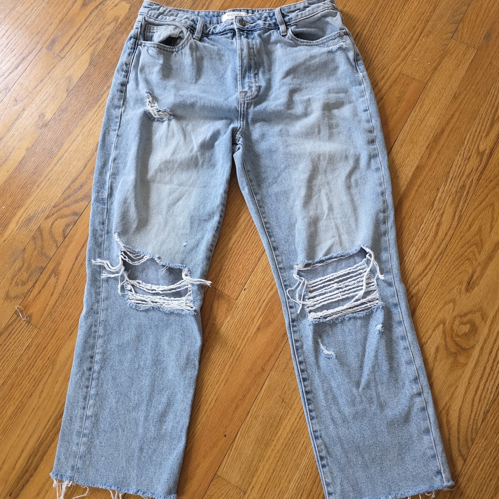 Distressed Light Blue Straight-Leg Women’s Jeans